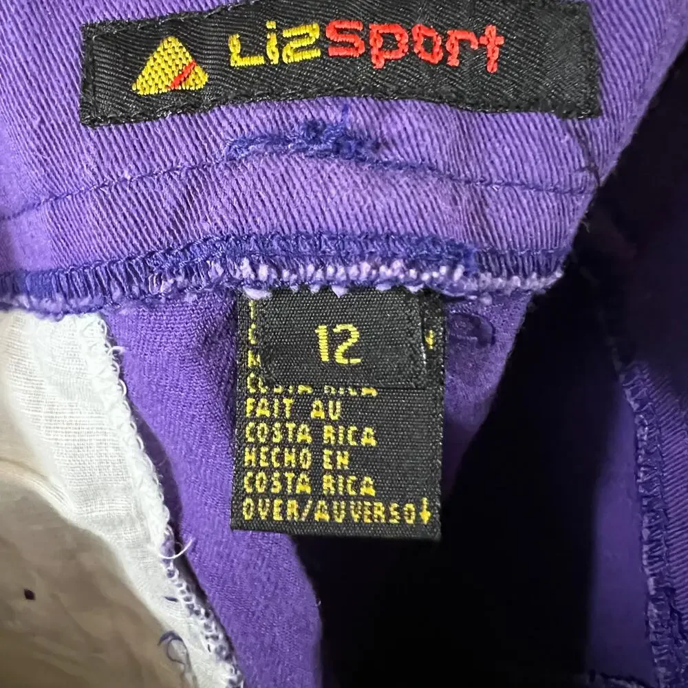 LizSport‎ Vintage Purple Denim High Waisted Shorts Pleated 90's Women's Size 12